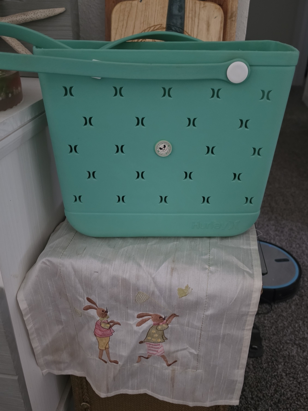 Teal Silicone Tote Bag with Perforated Design By HURLEY